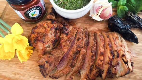 Quick chipotle butterflied leg of lamb with mint sauce - banner image