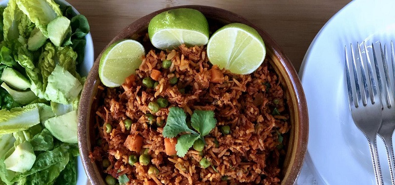 Home style pork Carnitas with achiote rice - banner image